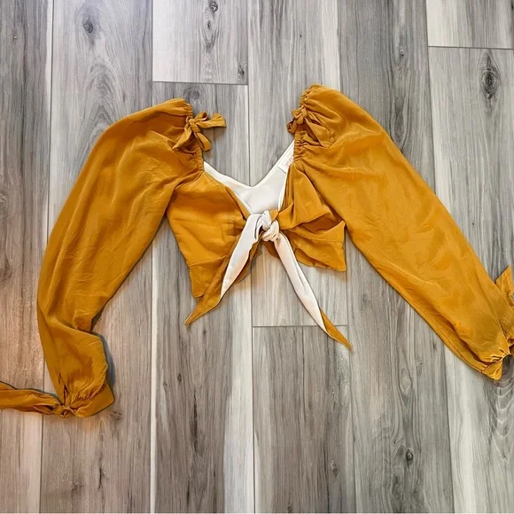 Stone Cold Fox Mustard Tie-Front Blouse - Picture 2 of 4